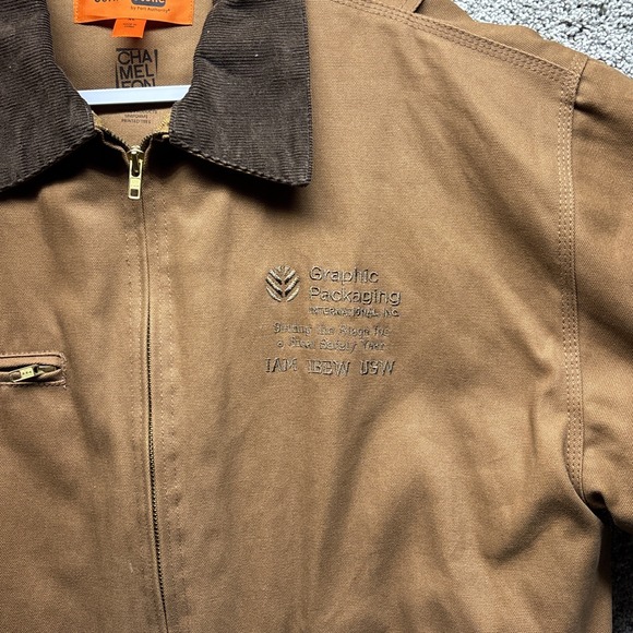 Cornerstone Jacket Mens XL Brown Duck Canvas Lined Detroit Work Wear Chore Logo - Picture 2 of 14